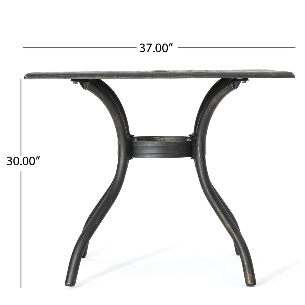 Enchantia - Outdoor Square Dining Table With Weave Tabletop And Flared Legs - Copper