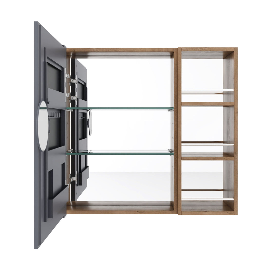 29.63" Wall Mounted Bathroom Cabinet With Adjustable Shelves - Imitative Oak