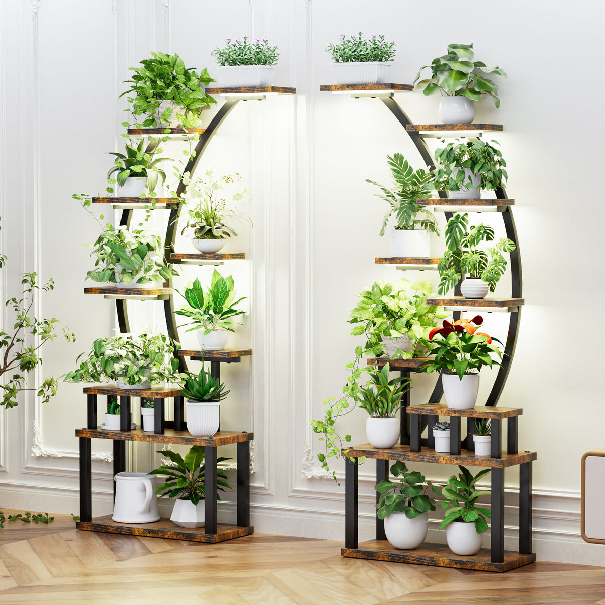 9 Tiered Indoor Plant Stand With 5 Adjustable Grow Lights