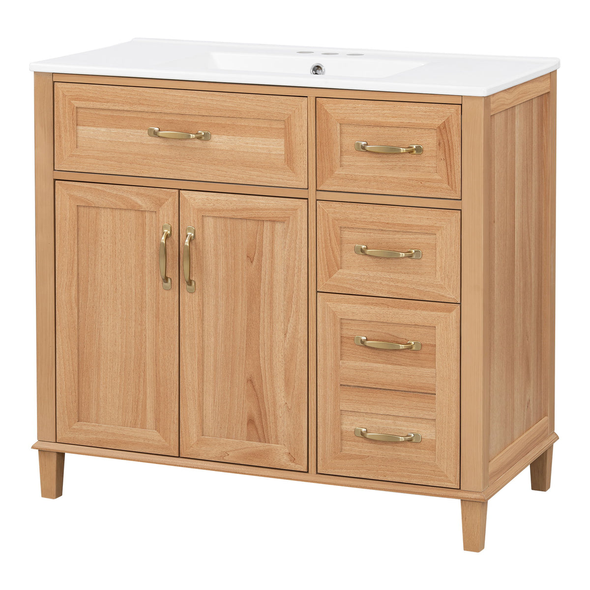 Bathroom Vanity With Sink, Soft Close Doors & Drawers - Wood