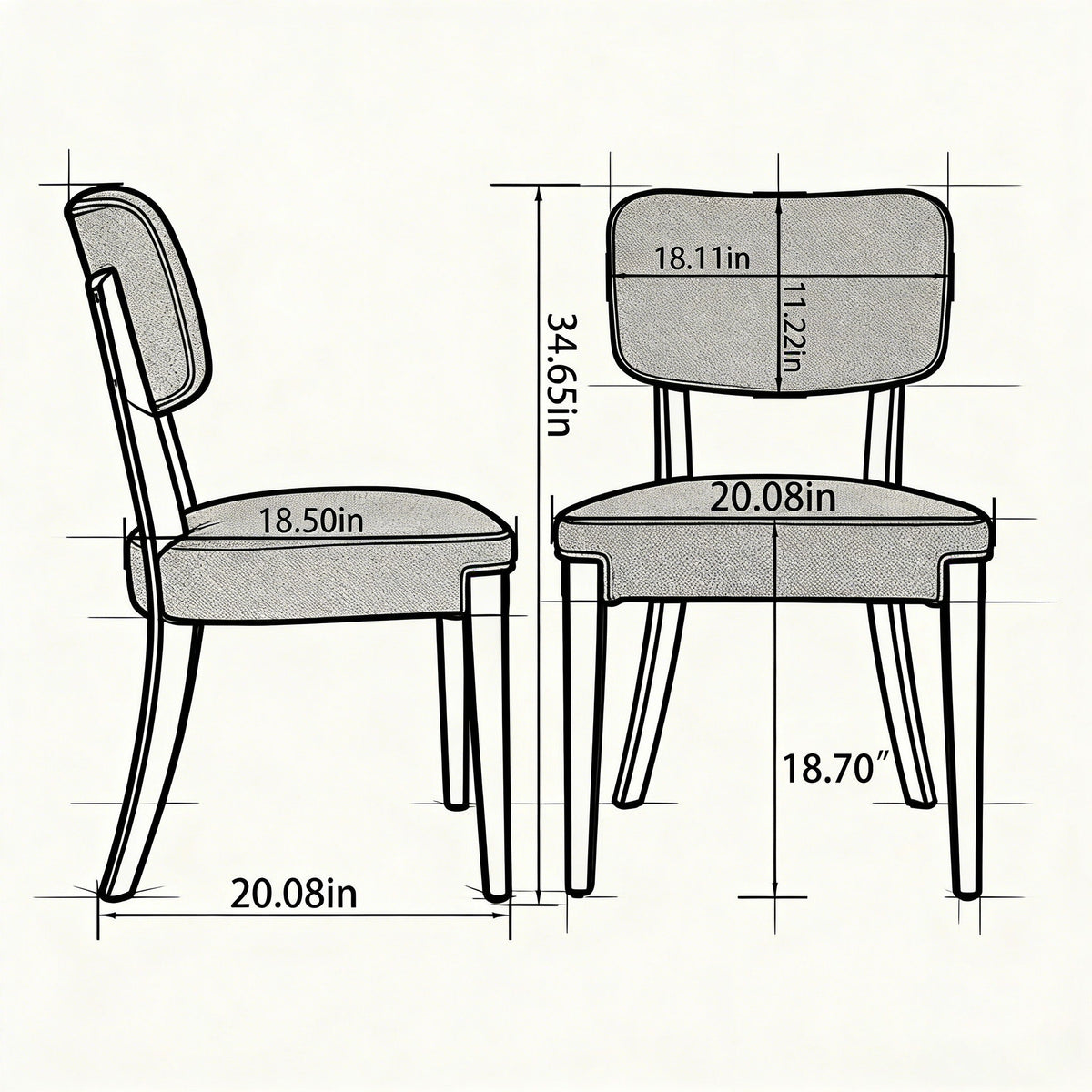 Contemporary Armless Dining Chairs (Set of 2)
