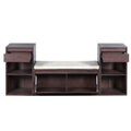 Entryway Storage Bench With Cushion, Drawers & Open Shelves