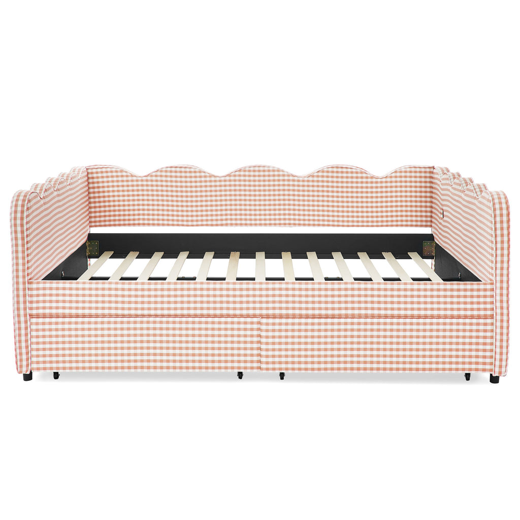 Gingham Daybed & USB Charging Port, Wave Shaped Design