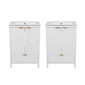 48" Bathroom Vanity Set With Textured Door Panels, Soft Close Hinges, Single Faucet Hole, Large Storage & Drawer - White