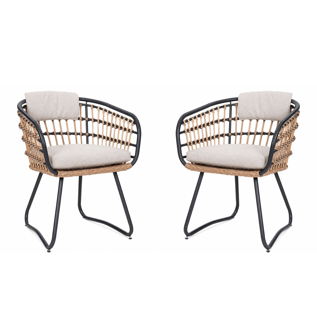 Patio All Weather Armchairs With Cushions (Set of 2) - Beige