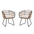 Patio All Weather Armchairs With Cushions (Set of 2) - Beige