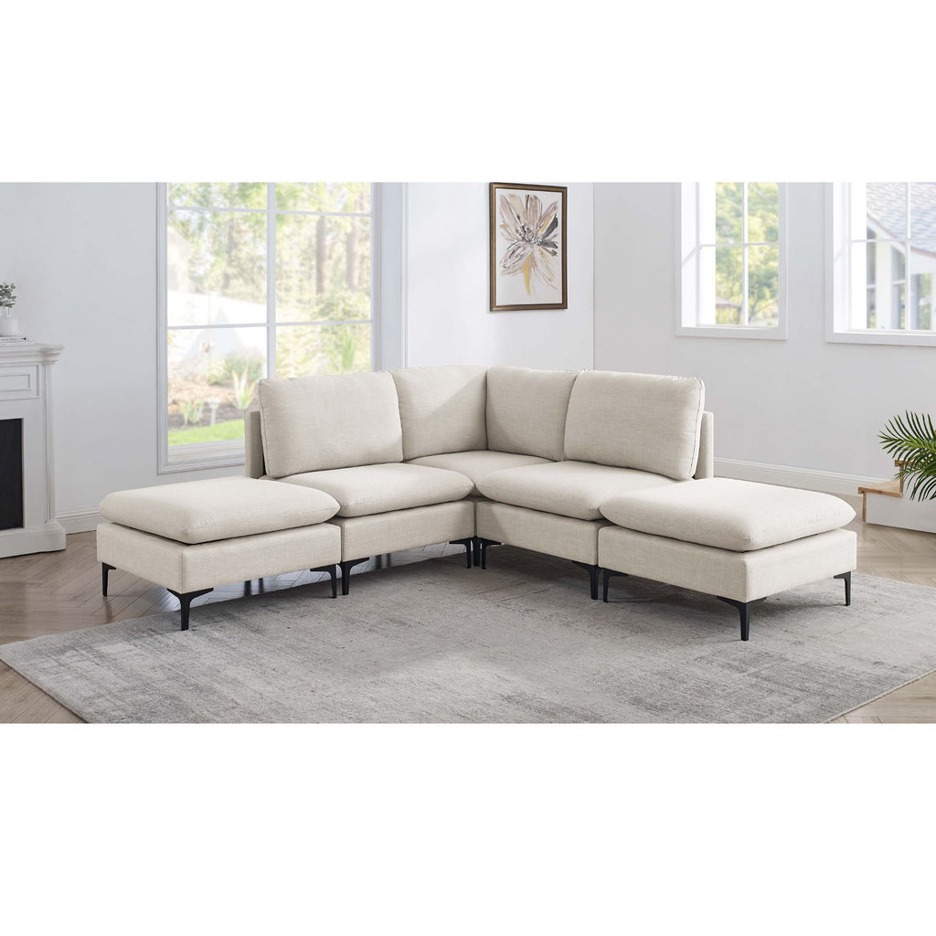 Upholstered Modular Sectional With Tall Legs, Medium Firm Seat
