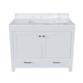 43" Bathroom Vanity With Artificial Marble Carrara Top Set, Multi Functional Bathroom Cabinet With Doors And Drawer - White