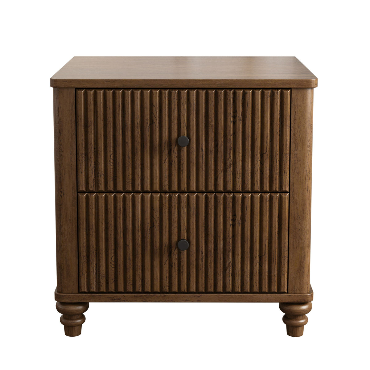 Fluted Nightstand With 3 Drawers