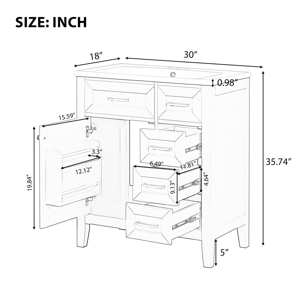 Modern Bathroom Vanity With Sink Combo, 3 Drawers