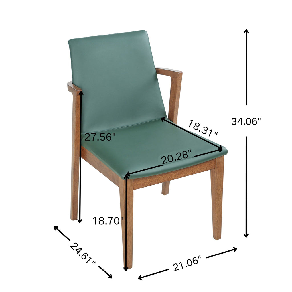 Dining Chairs (Set of 2) - Green / Walnut