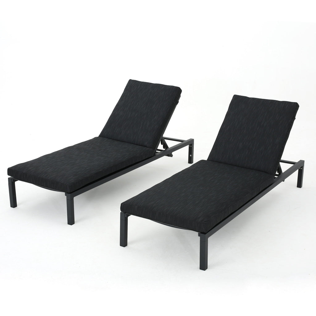 Navan - Modern Chaise Lounge Set With Water Resistant Cushions - Dark Gray