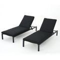 Navan - Modern Chaise Lounge Set With Water Resistant Cushions - Dark Gray