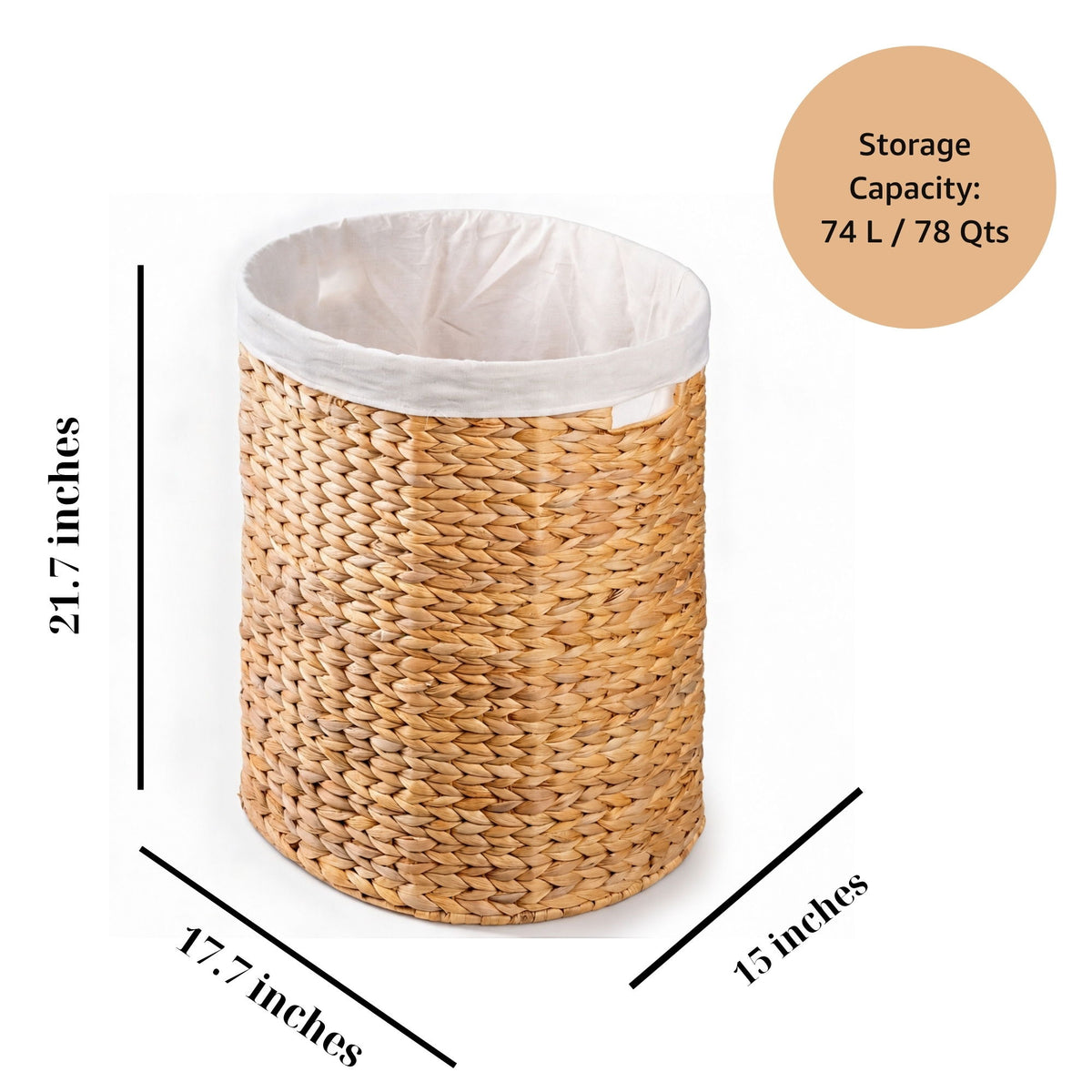 Ludmila - Full Oval Laundry Hamper - Light Brown