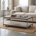 Corbeta - 3 Piece Metal Frame Wood Living Room Coffee Table And 2 Chairside Tables Set, Aged Graphite - Brown