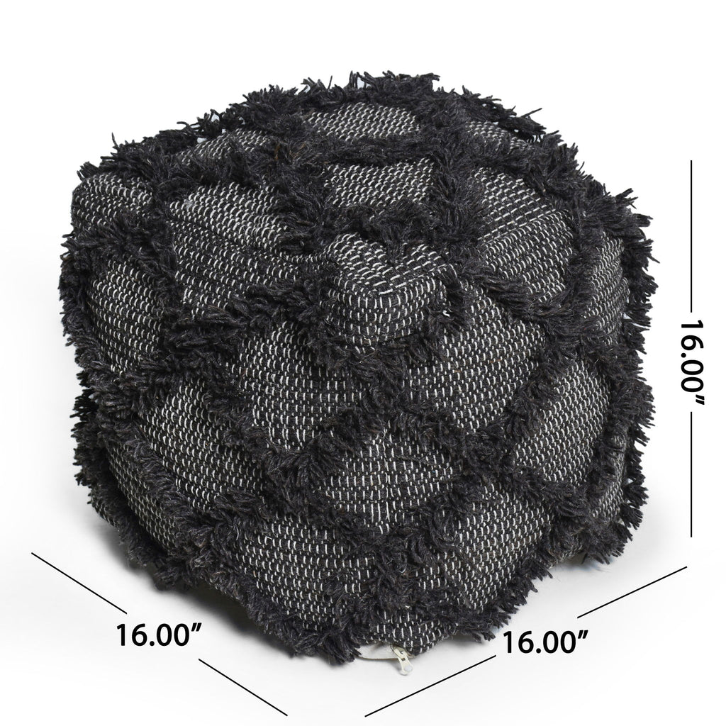 Jumanji - Handcrafted Wool And Cotton Pouf - Brown