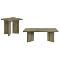 Neskowin - 2 Piece And End Table Set With Geometric Panels - Brown