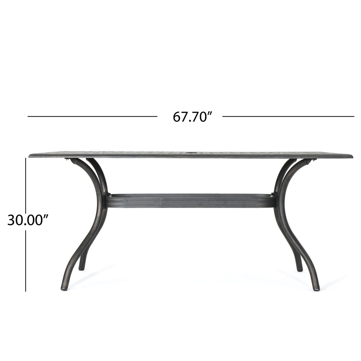 Enchantia - Outdoor Rectangular Dining Table With Weave Tabletop And Flared Legs - Copper