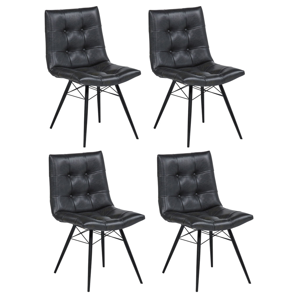 Tufted Back Dining Chairs (Set of 4) - Black