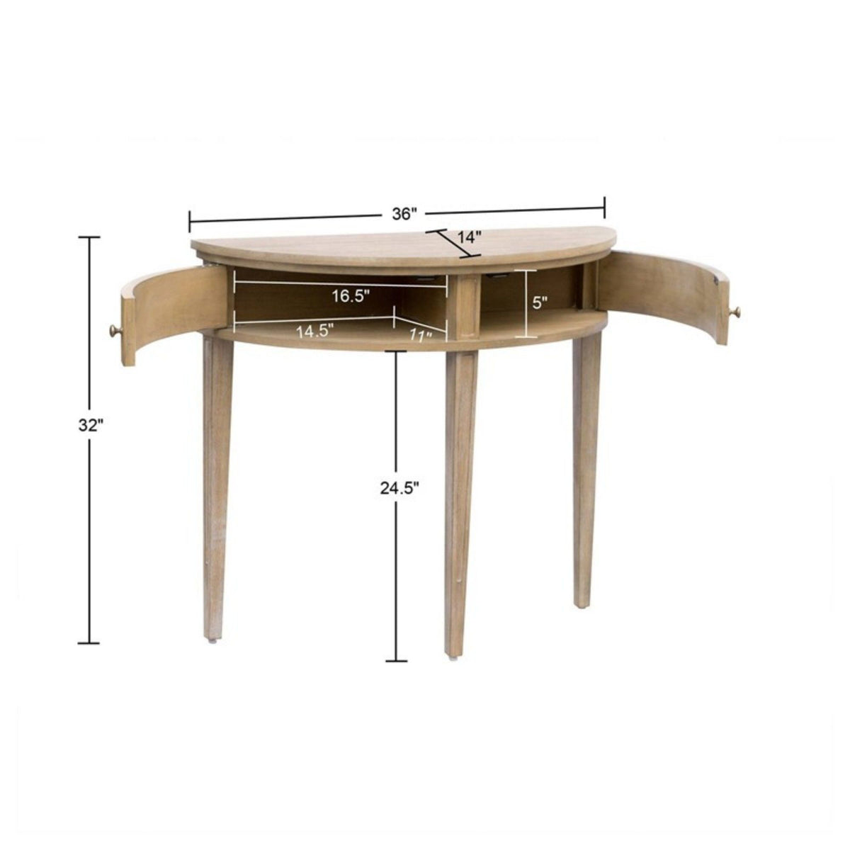 Vintage Inspired Storage Console Table With Fluted Doors