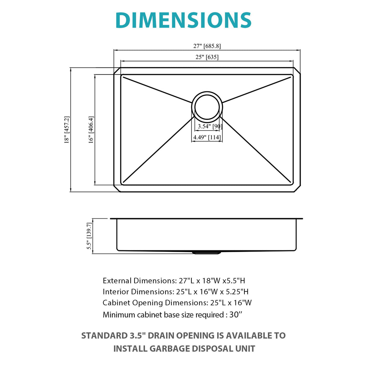 Undermount Sink, Low Depth Single Bowl