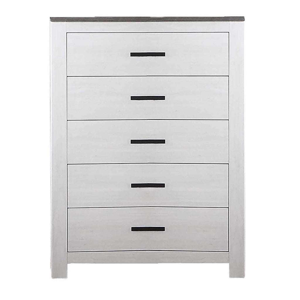 1 Piece Chest 2 Tone Sleek Bar Bedroom Furniture - White