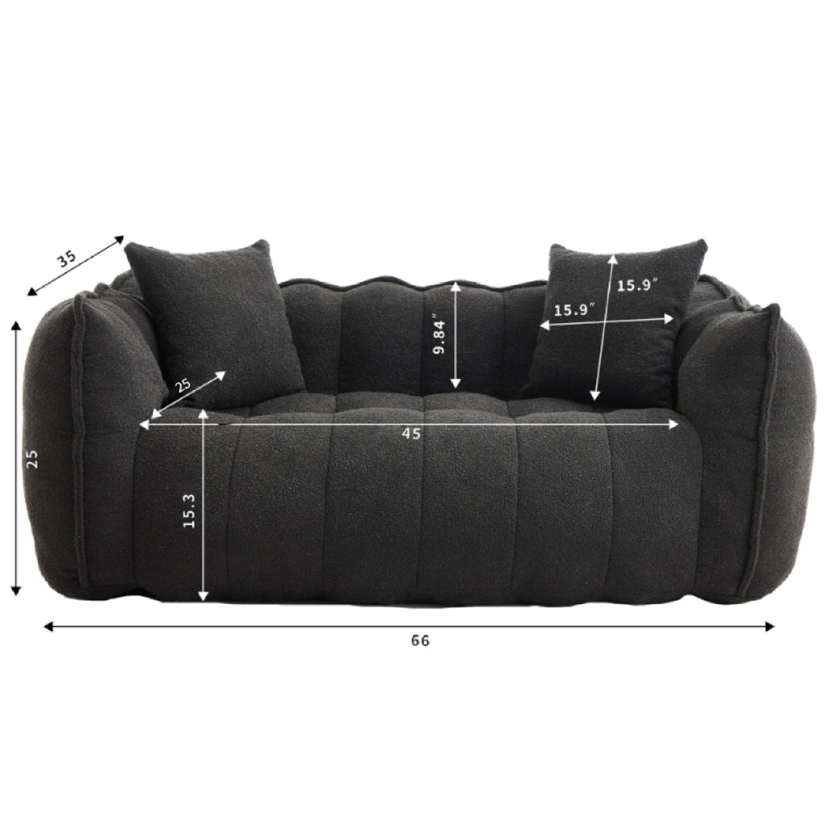 Cozy Beanbag Chair With High Resilience Foam Core For 2