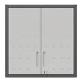 Metal Wall Mounted Tool Storage Cabinet With 2 Locking Doors, Adjustable Shelf, And Drawer