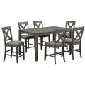 7 Piece Dining Room Furniture, Counter Height Table And 6 Chairs Set - Gray