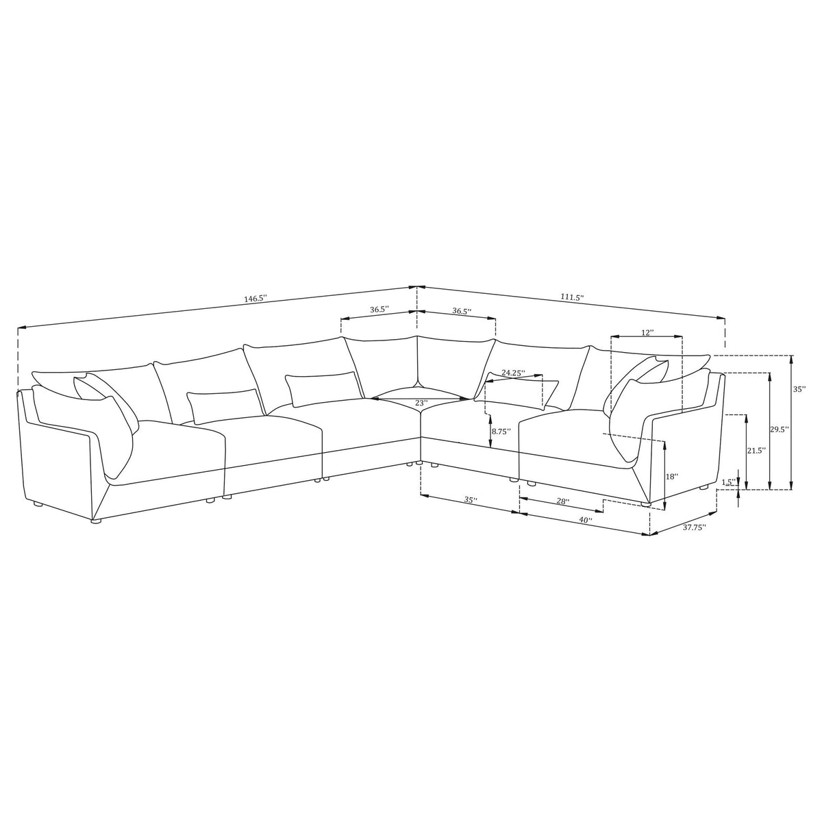 Tomasina - Modular Sectional Sofa With Cushions