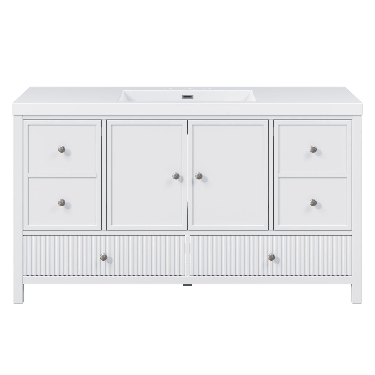 Bathroom Vanity With Separate Sink, Soft Close Doors And 4 Drawers