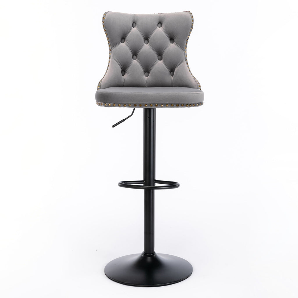 Swivel Barstools Adjusatble Seat Height, Modern Upholstered Bar Stools With Backs Comfortable Tufted For Home Pub And Kitchen Island (Set of 2)