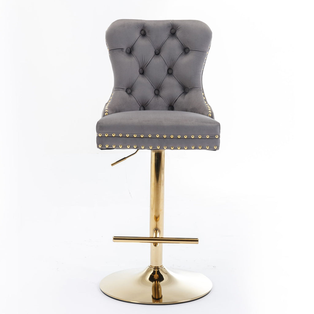 Thick Swivel Barstools Adjusatble Seat Height From 25-33", Modern Upholstered Bar Stools With Backs Comfortable Tufted For Home Pub And Kitchen Island (Set of 2)