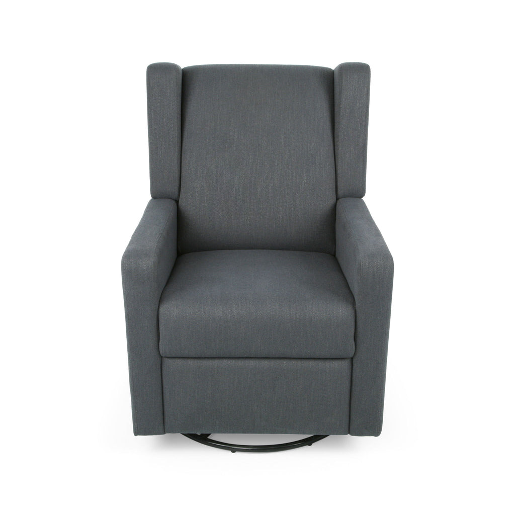 Landau - Contemporary Fabric Upholstered Swivel Recliner - Charcoal