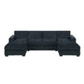 U - Sectional Sofa Upholstered LAF / RAF Chaise With Armless Loveseat And Chairs - Black