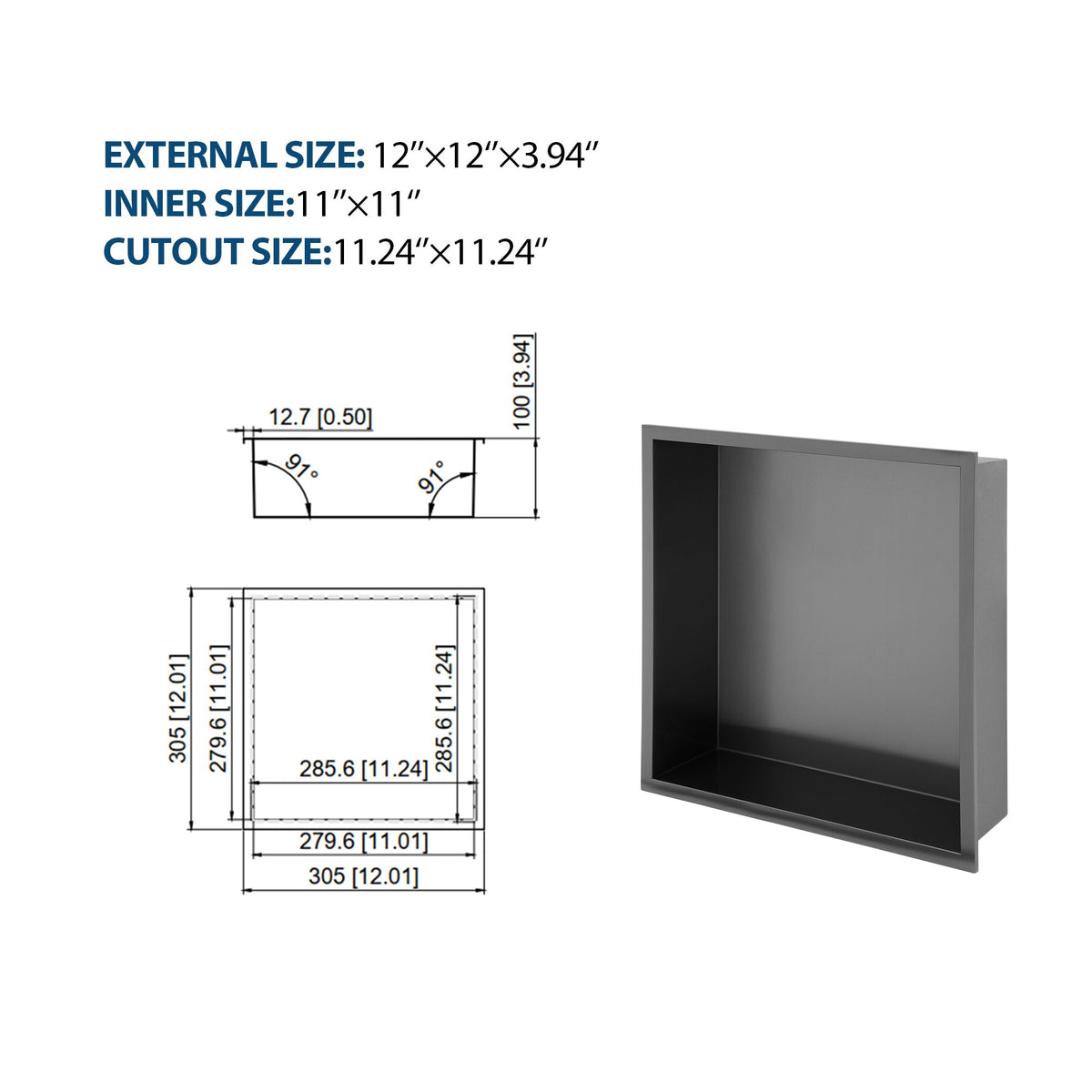 Stainless Steel Shower Niche With Seamless Design For Bathroom Storage