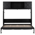 Full Size Murphy Bed With Storage Cabinets - Black