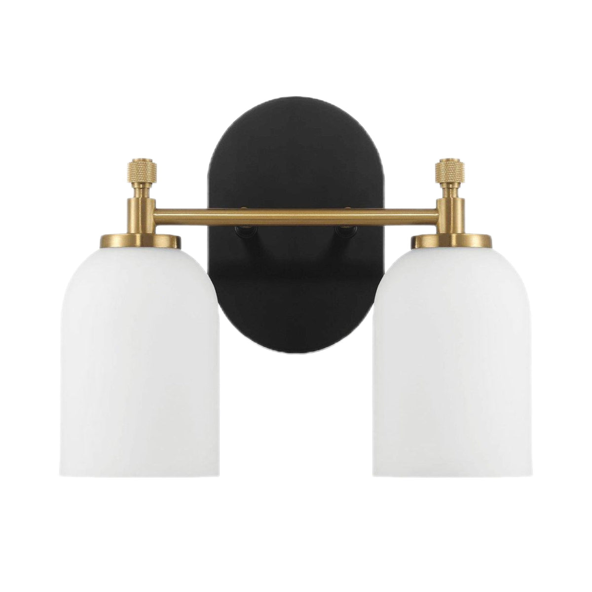 Vortex - 2 Lights Vanity In Style For Over Bathroom Mirror Wall Sconce - Black / Gold / White