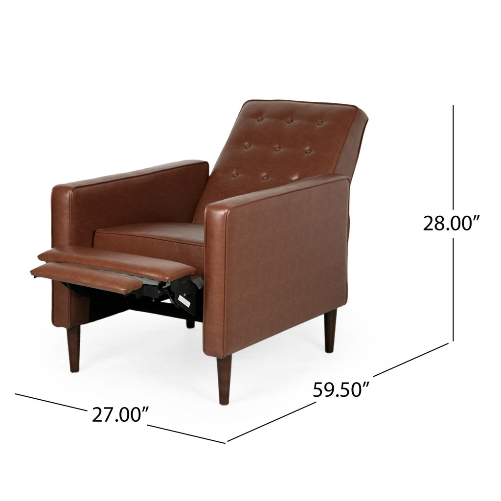 Mid-Century Modern Recliner With Button Tufted Waffle Stitch