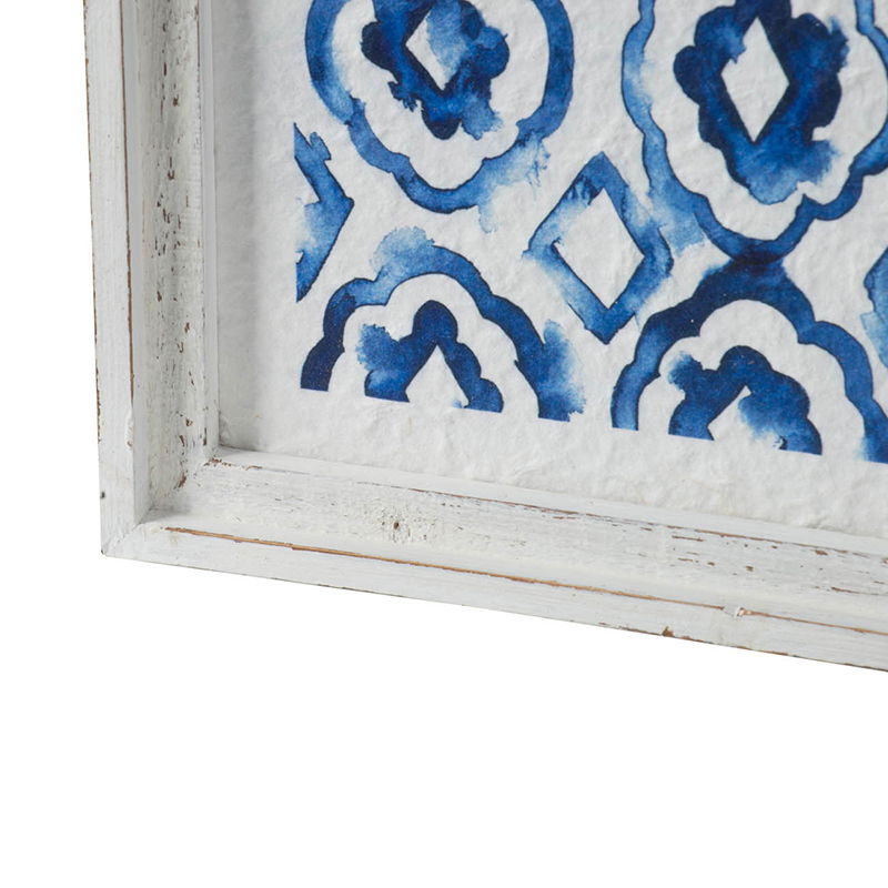 Hanging Sculptures, Modern Wall Art Decor (Set of 2) - White / Blue