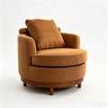 Rotatable Round Barrel Accent Chair With Adjustable Headrest - Orange / Dark Brown