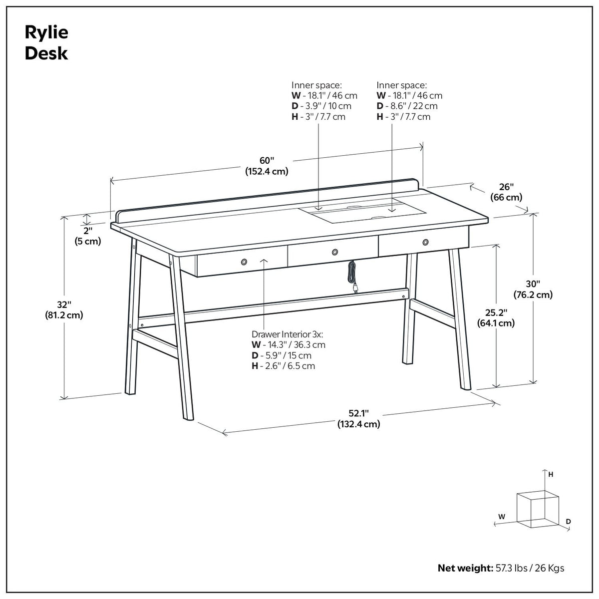 Rylie - Desk - Natural Aged Brown