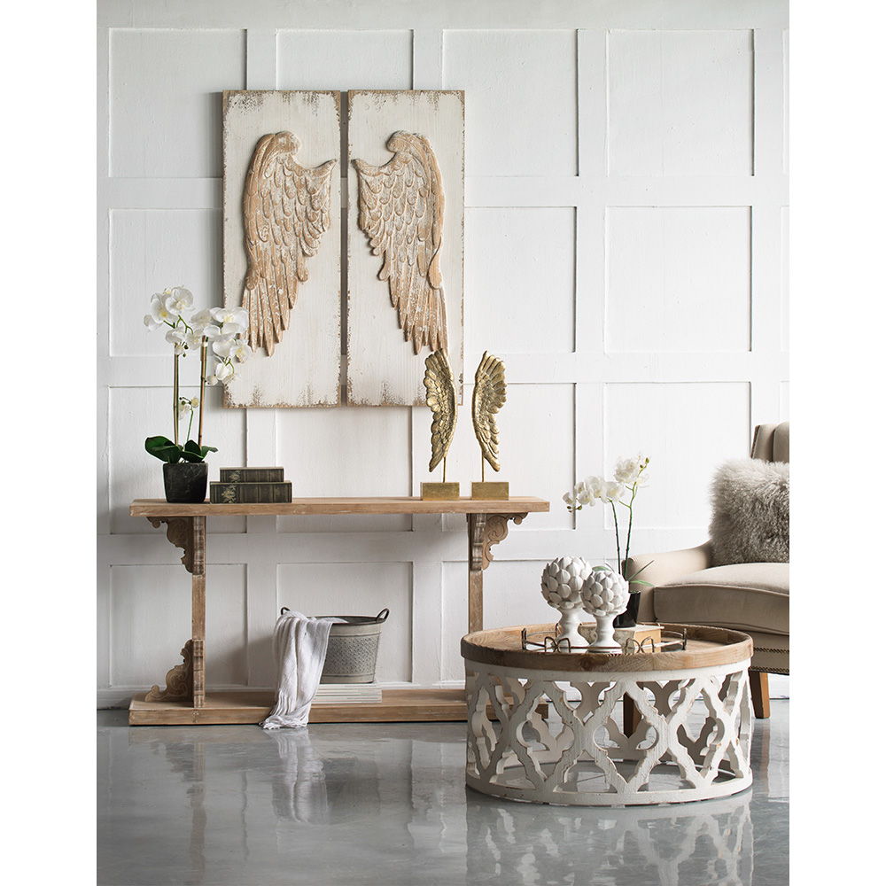 Feather Wing Wall Panels With Distressed, Rectangle Hanging Wall Art (Set of 2) - Multicolor
