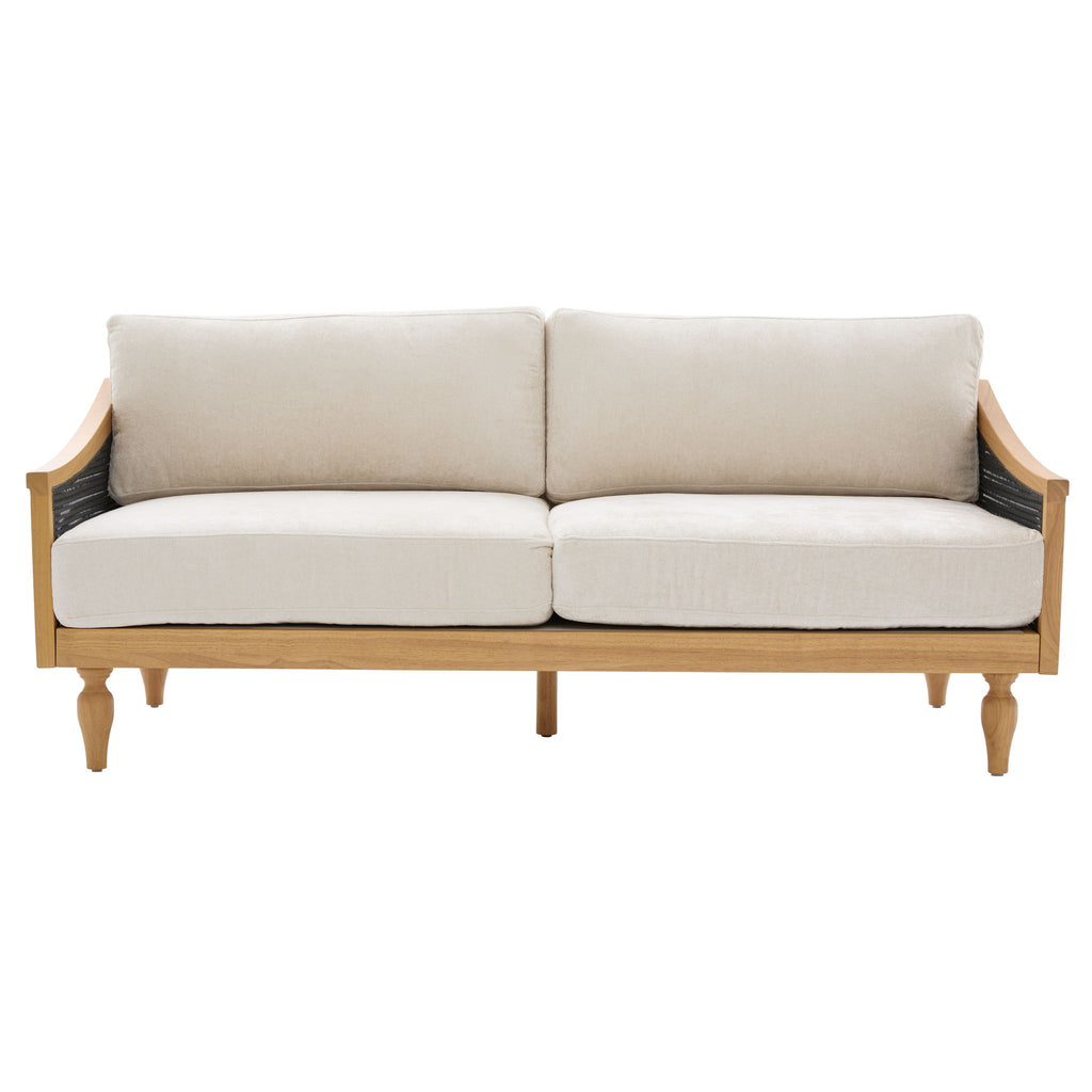 3 Seater Sofa With Rattan Armrests