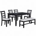 Dining Set 6 Piece With Table And Upholstered X Back Chairs - Charcoal