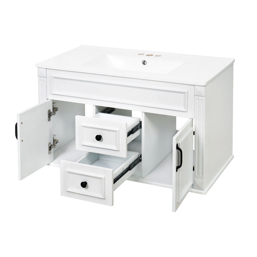 French Simple Style Wall Mounted Bathroom Cabinet With Sink