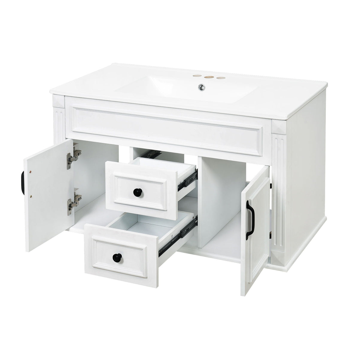 French Simple Style Wall Mounted Bathroom Cabinet With Sink