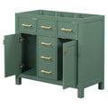 Freestanding Bathroom Vanity With 4 Drawers & 2 Cabinets - Green