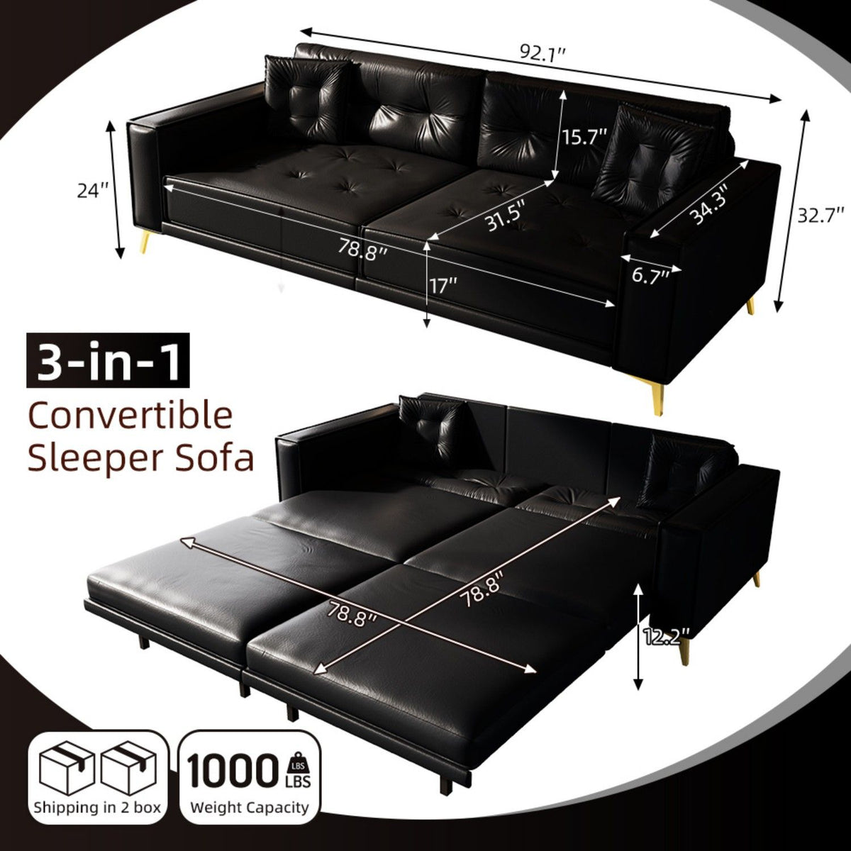 King Size Pull Out Sofa Bed 3 In 1
