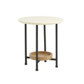 Oval End Table - White / Natural